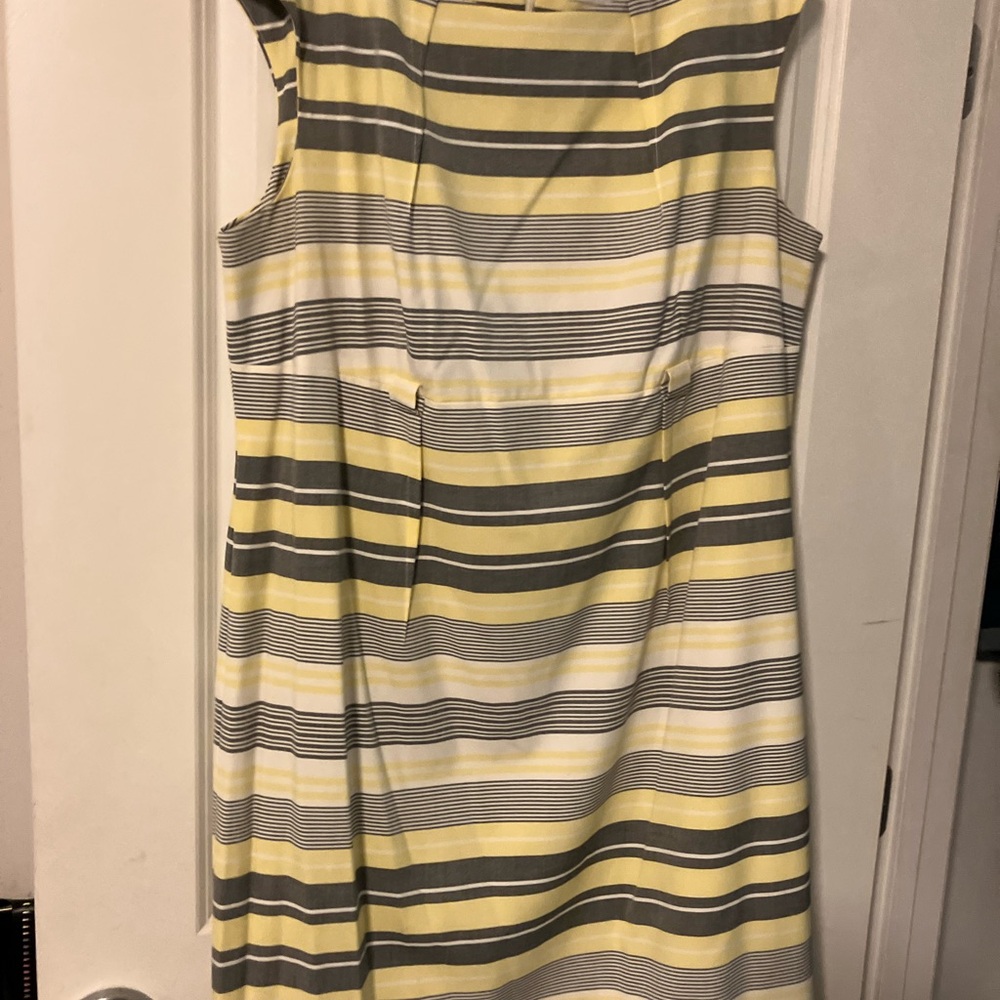 Calvin Klein Yellow and Gray Striped Midi Dress